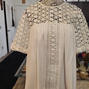 Cream Lace Overlay Top
